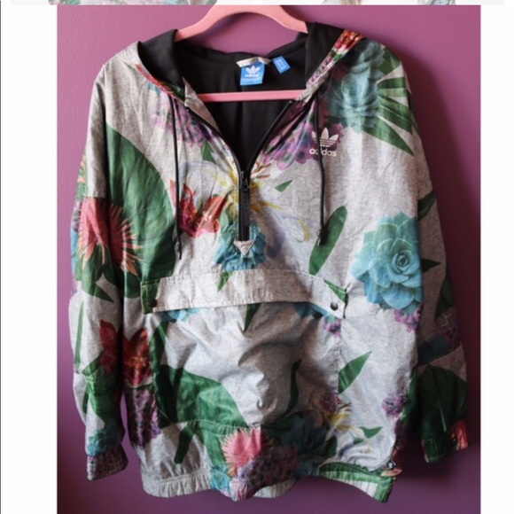 adidas Jackets & Blazers - Adidas floral half-zip windbreaker